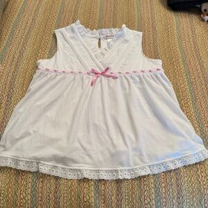 American Girl Rebecca Inspired White Pajama Top with Lace/Bow Detail Girls 10/12